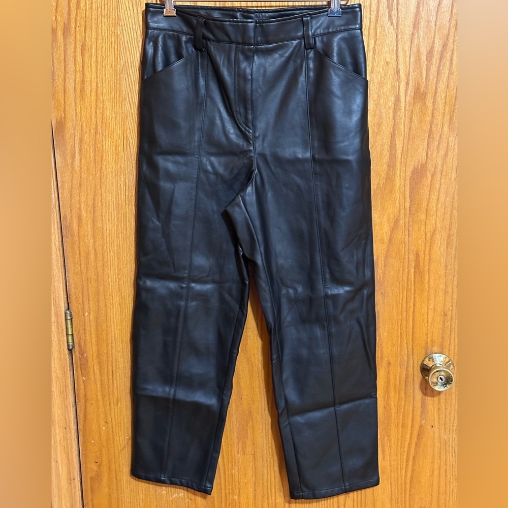 H&M faux‎ leather pants sz 10 black moto